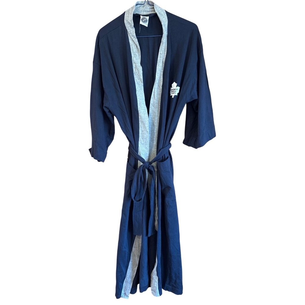 Toronto Maple Leafs Robe NHL Navy Gray Belt 100% Cotton Retro Hockey Fan